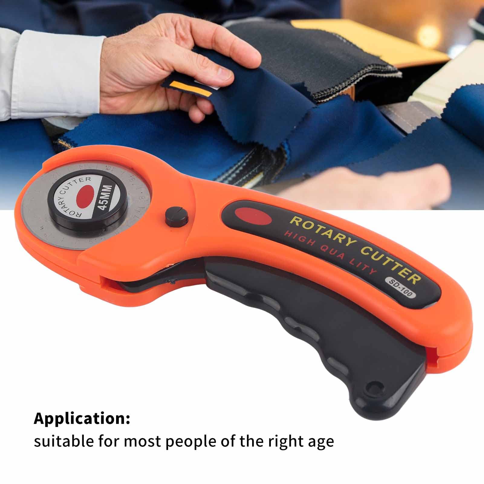 45mm Ergonomic Rotary Cutter with Blades, Rotary Fabric Cutter Automatic Fabric Roller Cutter Fabric Scissors for Cutting Clothes Rotary Cutter (Cutting knife + 10 blades)