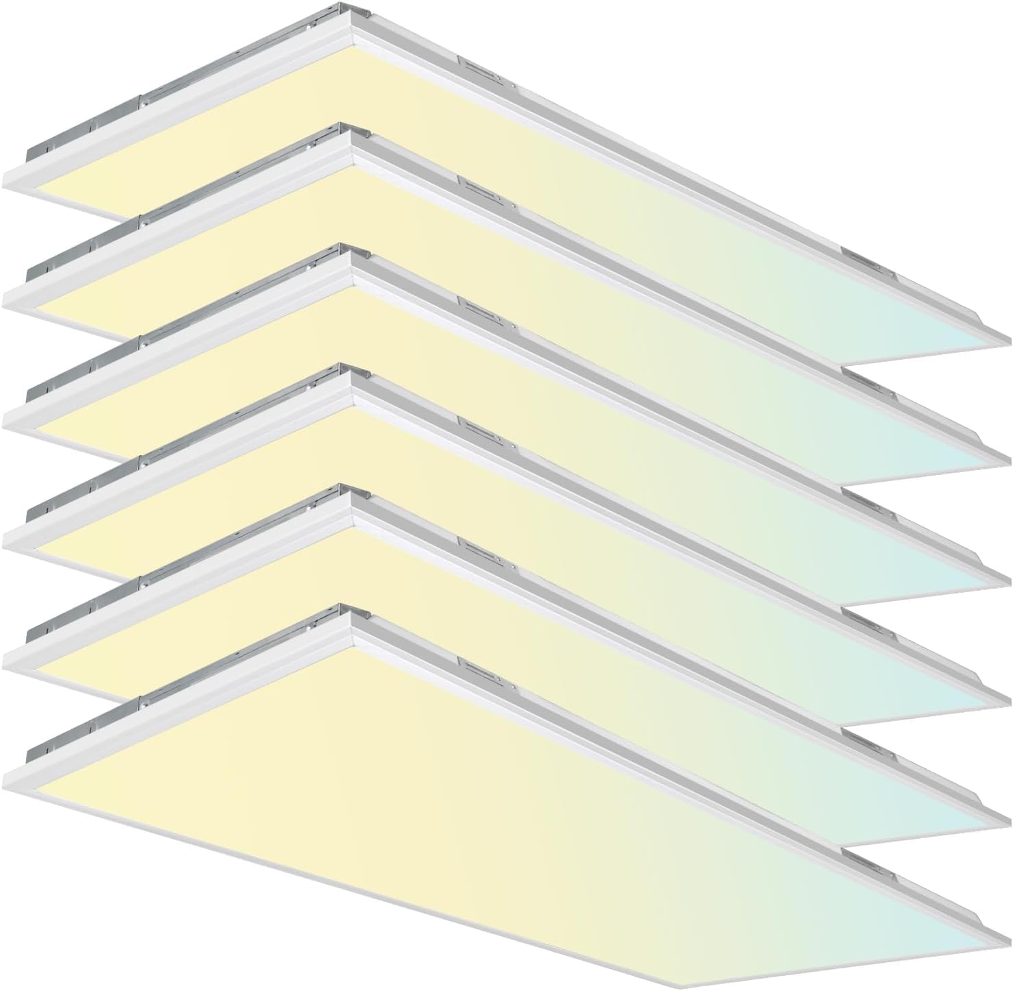 hykolity 2x4 FT LED Flat Panel Troffer Light, 40W 50W 60W Drop Ceiling Lights, CCT Selectable 4000K 5000K 6500K, 0-10V Dimmable Ultra Slim Recessed Office Light Fixture, 6 Pack