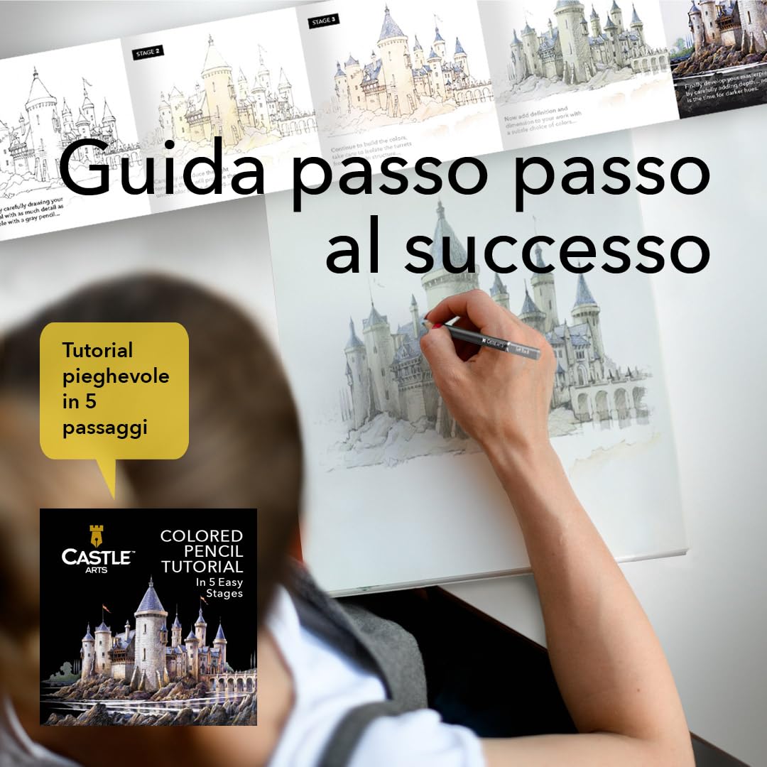 Castle Art Supplies Set di 120 Matite Colorate per Artisti, Professionisti e Coloristi Adulti | Cofanetto di Presentazione in Metallo