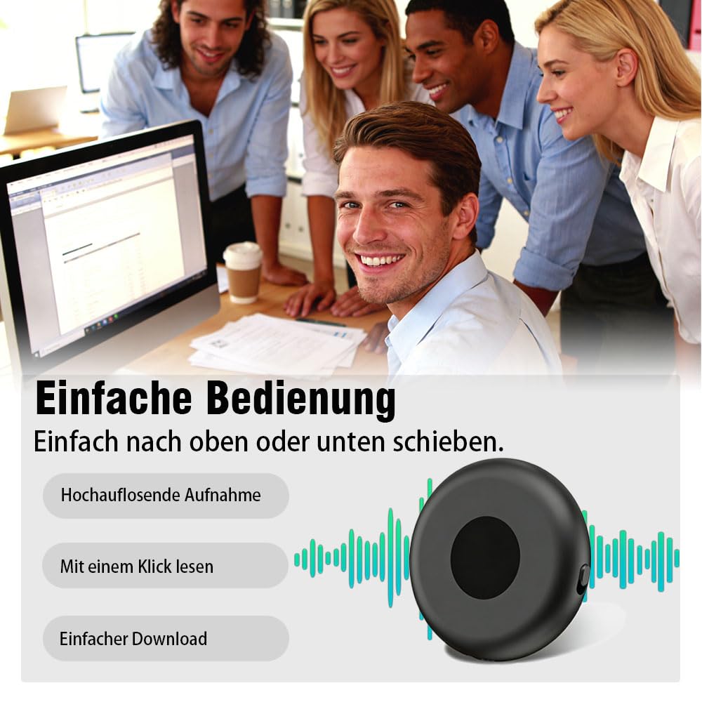 Diktiergerät Mini,64 GB Speicher Diktiergerät | Aufnahmegerät, Wiederaufladbar Über USB, Sprachaktivierung, Mit Mikrofon, Für Meetings und Interviews(0.2)