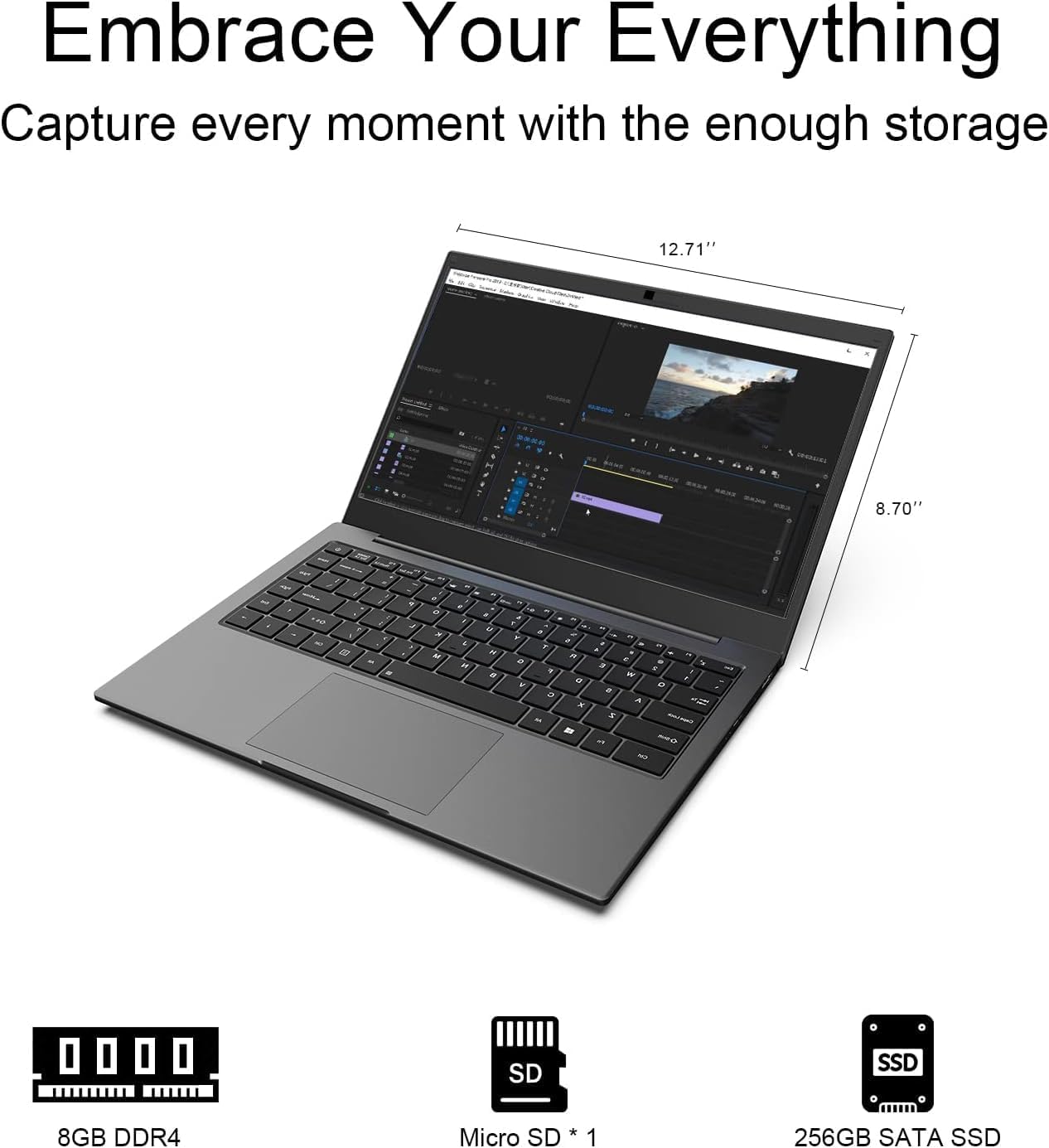 AWOW 14.0" FHD Laptop Computer Intel Core i5 Processor (up to 4.1 GHz) 8GB DDR4 RAM 256GB SSD Windows 10 Home Ultra Slim, Notebook Computer with Lens Anti-Peep Design, Webcam, WiFi, and Bluetooth 5.1