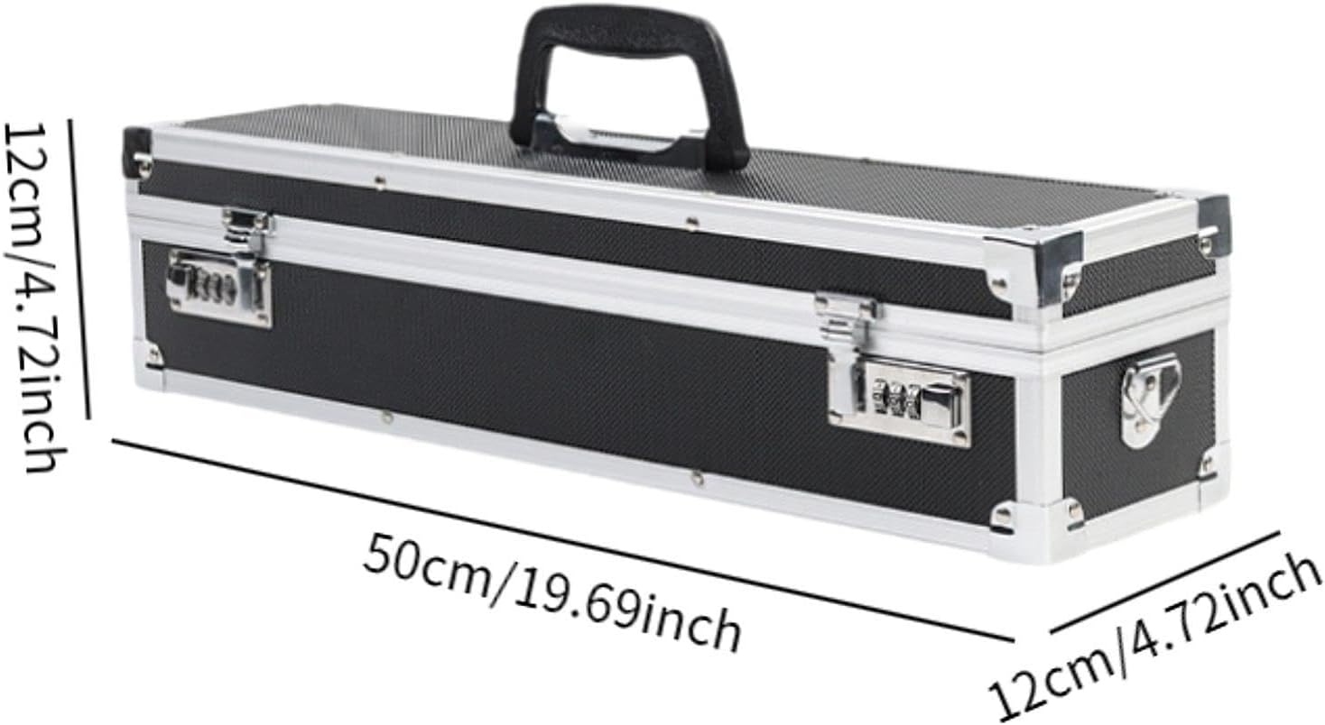 Diagram showing the dimensions of the MagiDeal Aluminum Knife Case: 50cm length, 12cm width, and 12cm height.
