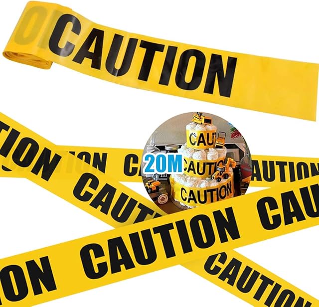 Yellow Caution Tape, Hazard Warning Tape Non Adhesive Police Tape Roll Crime Scene Black and Yellow Barricade Ribbon Tape, Safety Barrier Tape Halloween Caution Tape Party Construction Danger Tape-20M