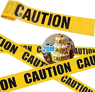 Yellow Caution Tape, Hazard Warning Tape Non Adhesive Police Tape Roll Crime Scene Black and Yellow Barricade Ribbon Tape, Safety Barrier Tape Halloween Caution Tape Party Construction Danger Tape-20M