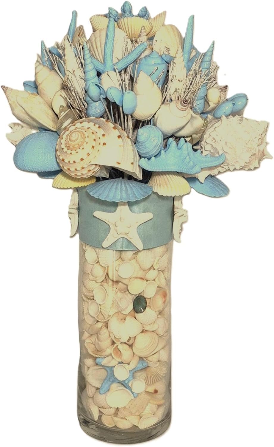 Seashell Bouquet with Glass Stand in 5 Colors & 2 Sizes