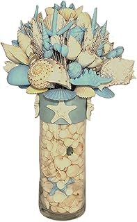 Seashell Bouquet with Glass Stand in 5 Colors & 2 Sizes