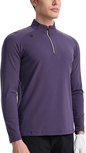 SENBWL Mens Quarter Zip Pullover Lightweight Quick Dry Fit Moisture Wicking Long