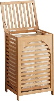 Laundry Hamper with Lid,Bamboo Large Waterproof Clothes Laundry Basket,Removable Washing Bags with Handles,clothes basket Natural
