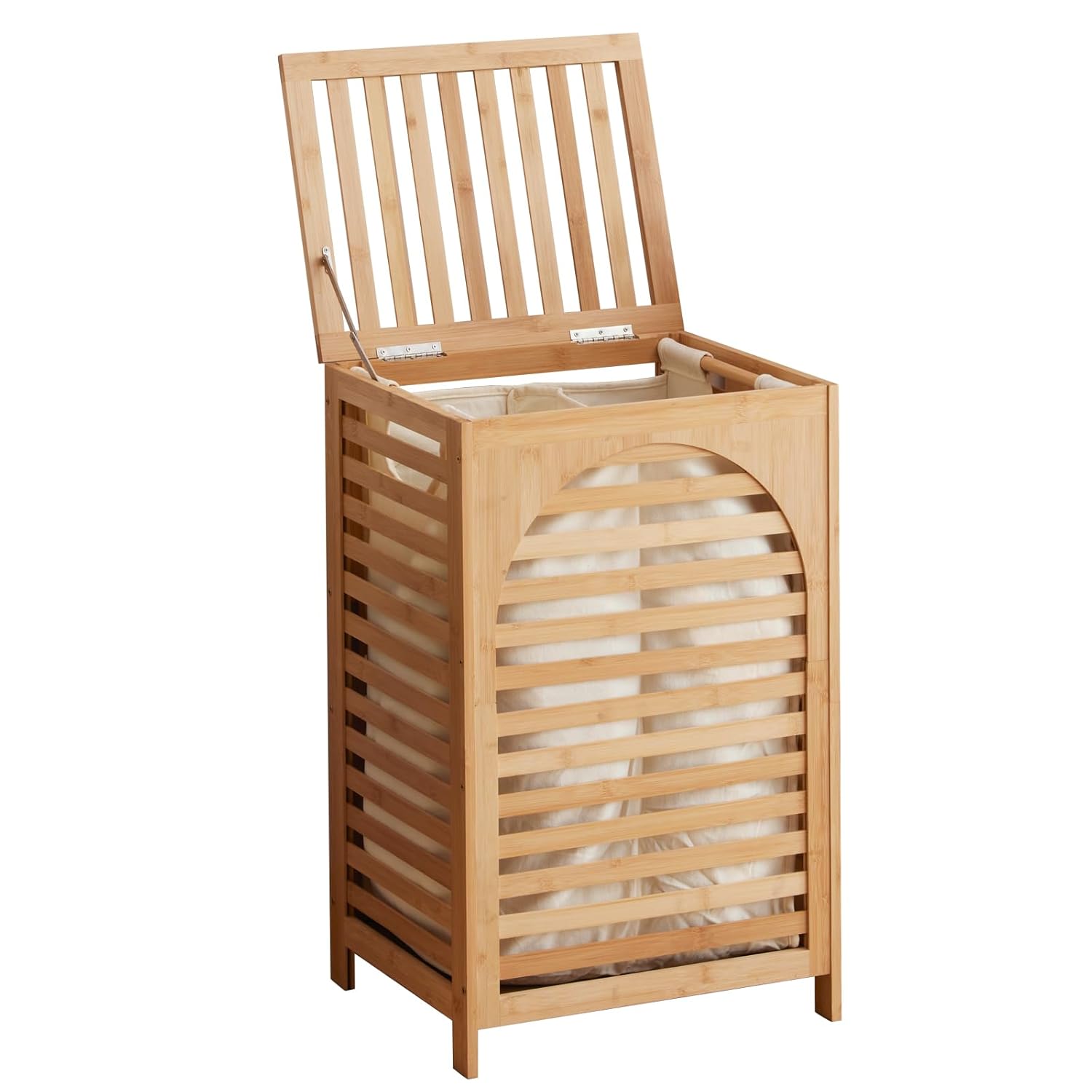 Laundry Hamper with Lid Bamboo Large Waterproof Clothes Laundry Basket Removable Washing Bags with Handles clothes basket Natural