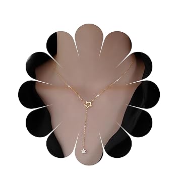 YienDoo Boho Crystal Star Y قلادة قلادة خمر الذهب صغيرة نجمة قلادة الهيب هوب مليئة حجر الراين نجمة المختنق قلادة روك بيان قلادة سحر مجوهرات للنساء