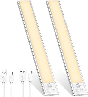 OUILA Schrankbeleuchtung LED mit Bewegungsmelder 31CM Unterbauleuchte Küche LED USB-C wiederaufladbar LED-Licht Dimmbar kabellos Nachtlicht für Küche Kleiderschrank Schrank 2 Stück