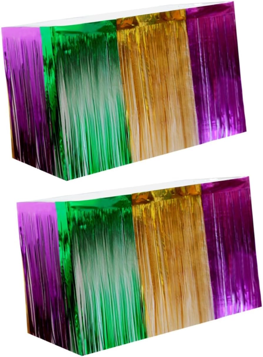 Garneck 2pcs Carnival Table Skirt Tinsel Fringe Decoration for Parties Weddings and Events Shiny Table Decor for Celebrations