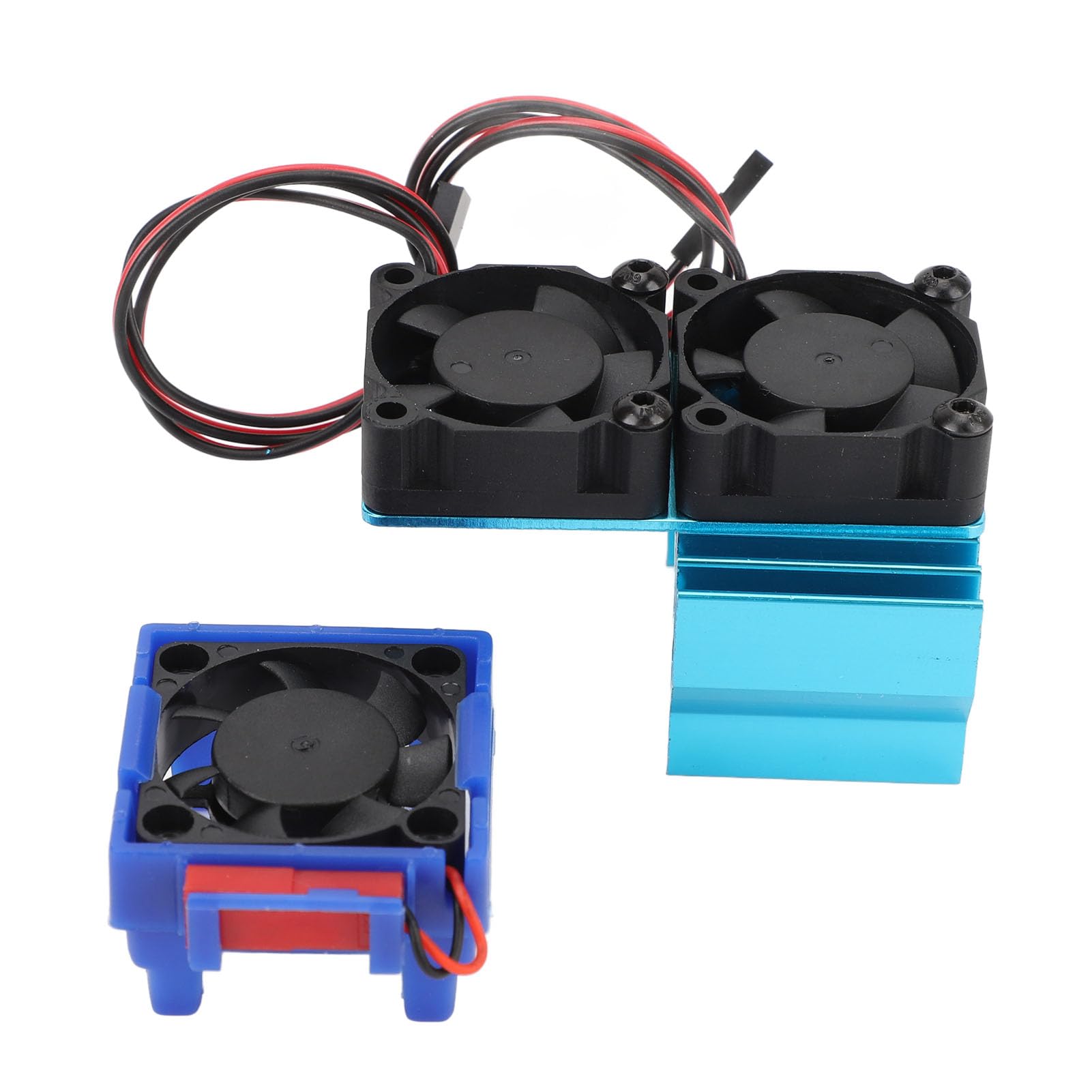 Dual Fan Motor Heatsink, ESC Cooling Fan Set Motor Cooling Fan Dual Fan Set for Slash 4x4 VXL 1/10 Rustler 4x4 VXL Stampede 4x4 VXL Hoss 4x4 VXL (Blue)