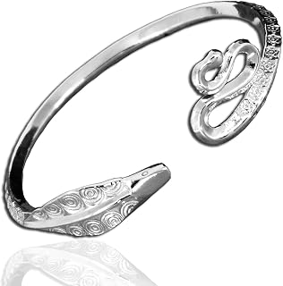Weighted Cobra Snake Design Cuff Bangle Bracelet/Hand Crafted/Vintage/Tribal/Solid 925 Silver/Adjustable/Cuff/Women's/Men's/Valentine/Birthday/Christmas/Engraving/Quality - KimnKim B29