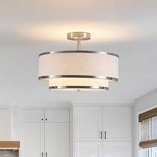 Farmhouse Close to Ceiling Light, 3-Light Flush Mount Ceiling Light Fixt...