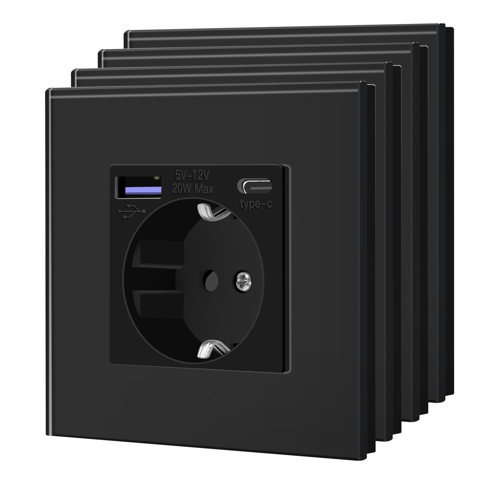 BSEED Enchufe Pared con 20W USB y Tipo C,Enchufe USB C de Cristal,Carga Rápida,3 en 1，Fácil Instalación,1 Enchufe,86mm Blanco — view 52