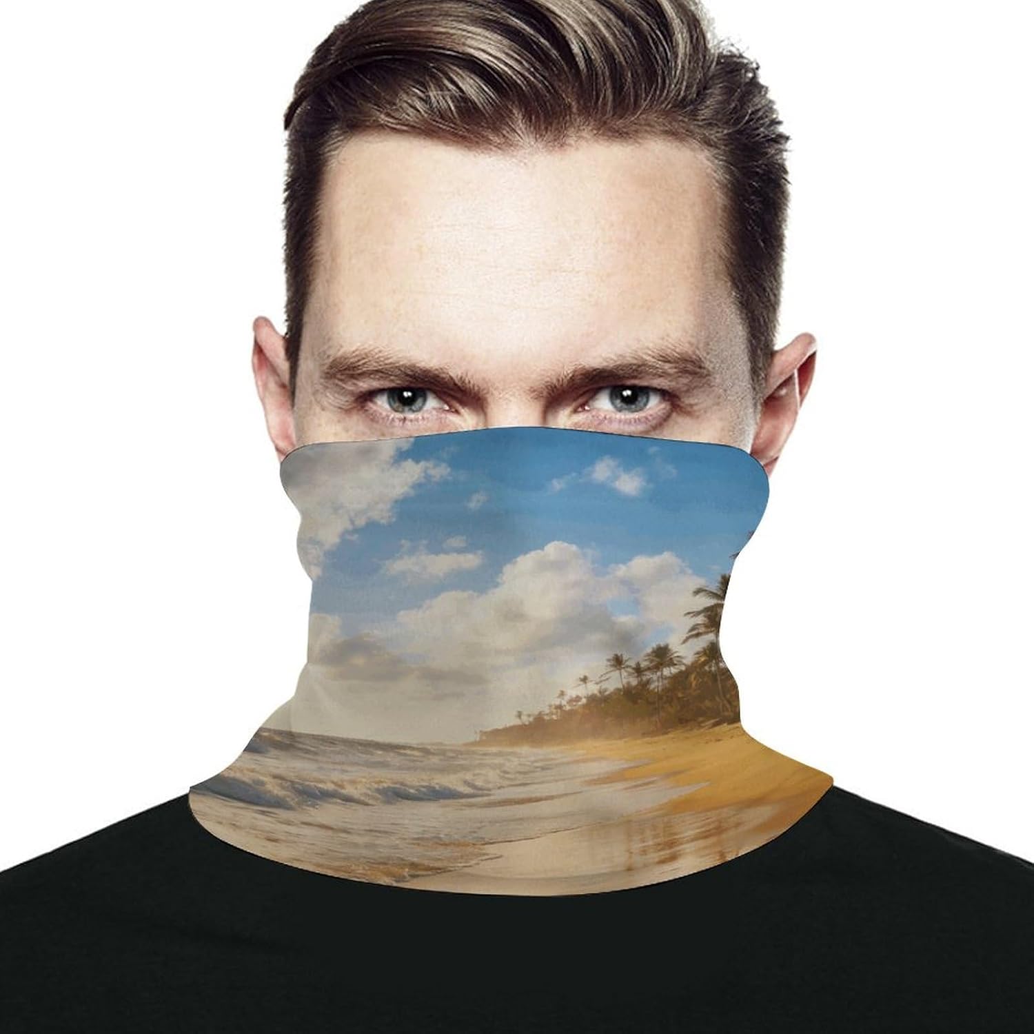 Golden Sand Reflecting The Sun Neck Gaiter Face Mask for Men And Women Breathable Dustproof Face Cover Scarf for Outdoor Sports Sun Protection Bandana for Fishing Hiking