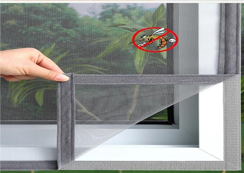 Mosquitera gris para ventana 150x130 cm autoadhesiva de red fina 2