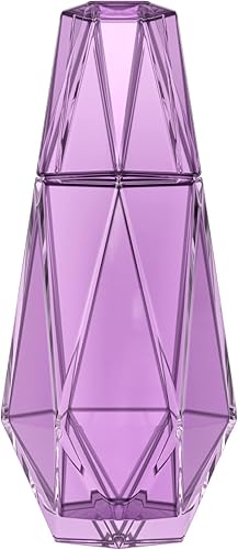 American Atelier Juego de jarras de agua modernas geométricas de 37 onzas, jarra de vidrio de 2 piezas con tapa para vaso para mesita de noche,