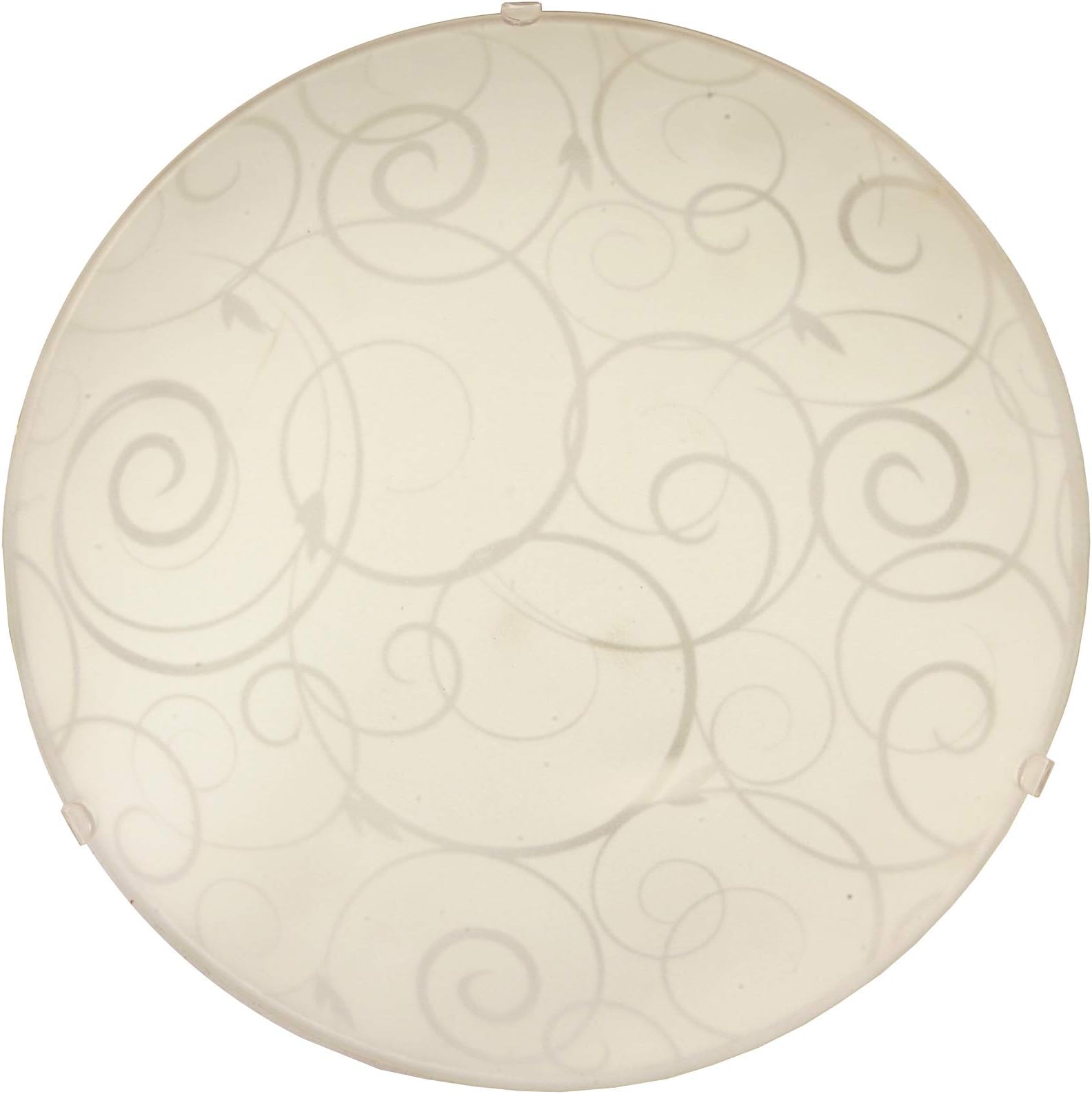 Simple Designs FM3000-WHT Round Flushmount Ceiling Light with Scroll Swirl Design, White