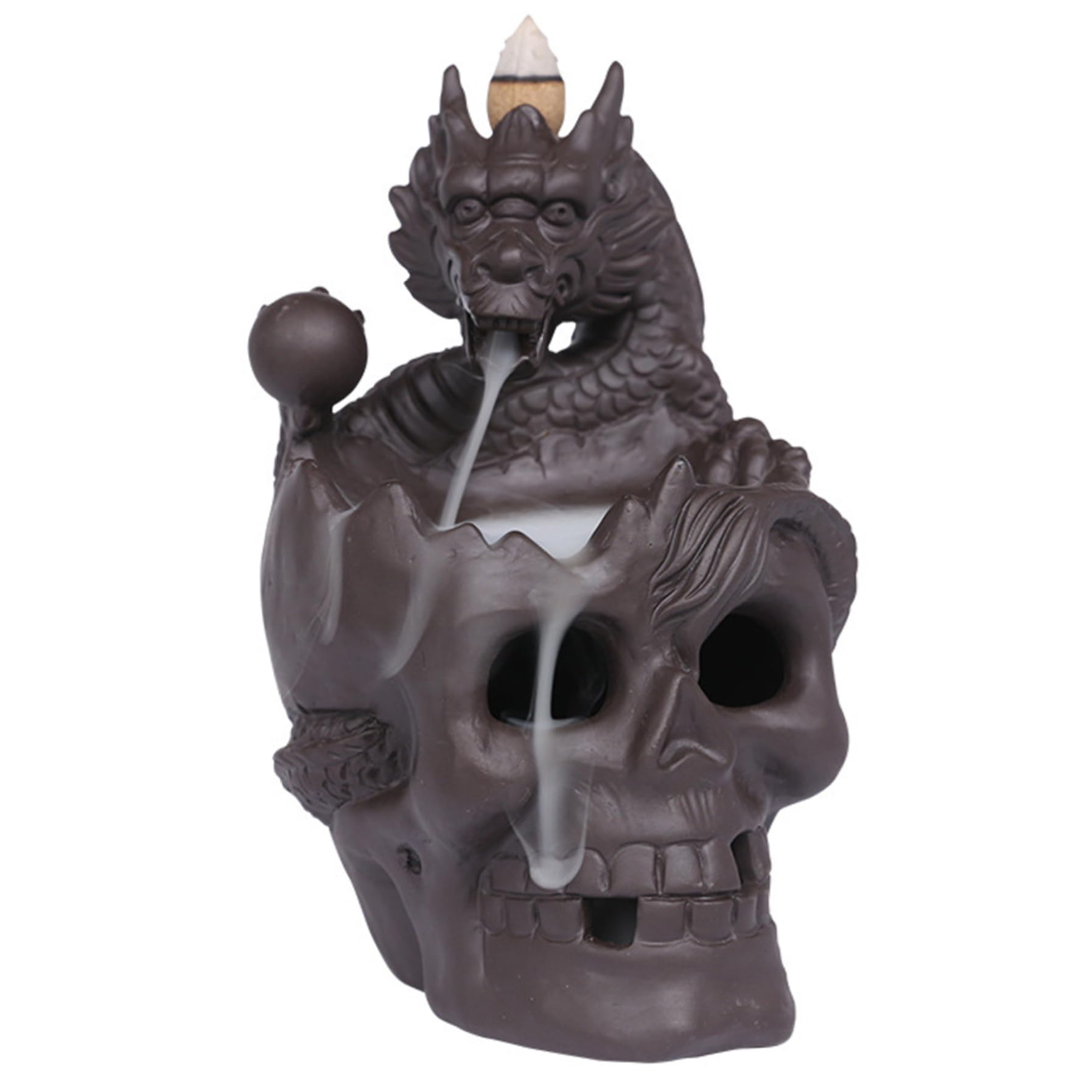 Porta di incenso del cranio Dragon Dragone Deterino incenso di Halloween Waterfall Desktop in ceramica LED per coni e bastoncini ..