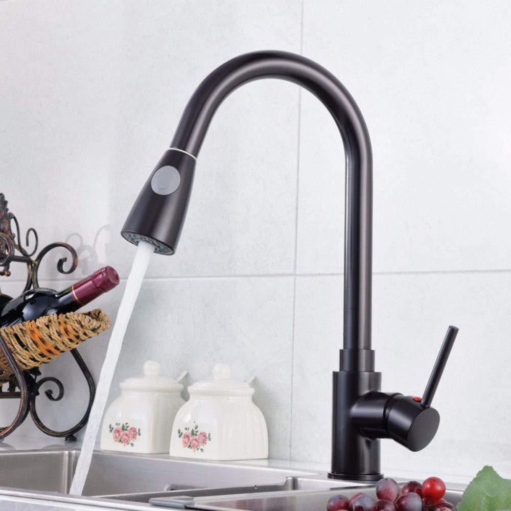 Robinet de cuisine cuivre doré avec mitigeur eau chaude et froide noir D