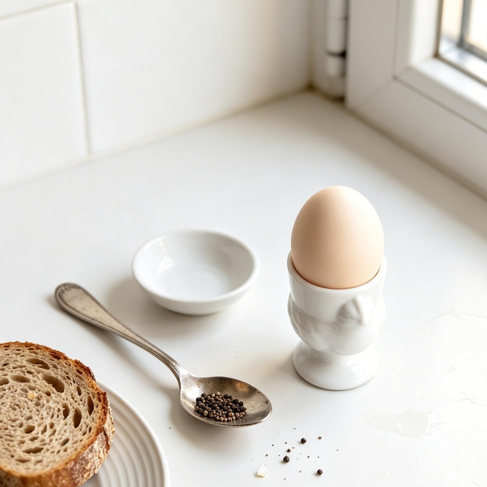 Lot de 6 coquetiers en céramique avec motif de poules, 1/2/4/6 pièces, passent au lave-vaisselle, au four, au micro-ondes, pour Pâques et petit déjeuner (blanc)