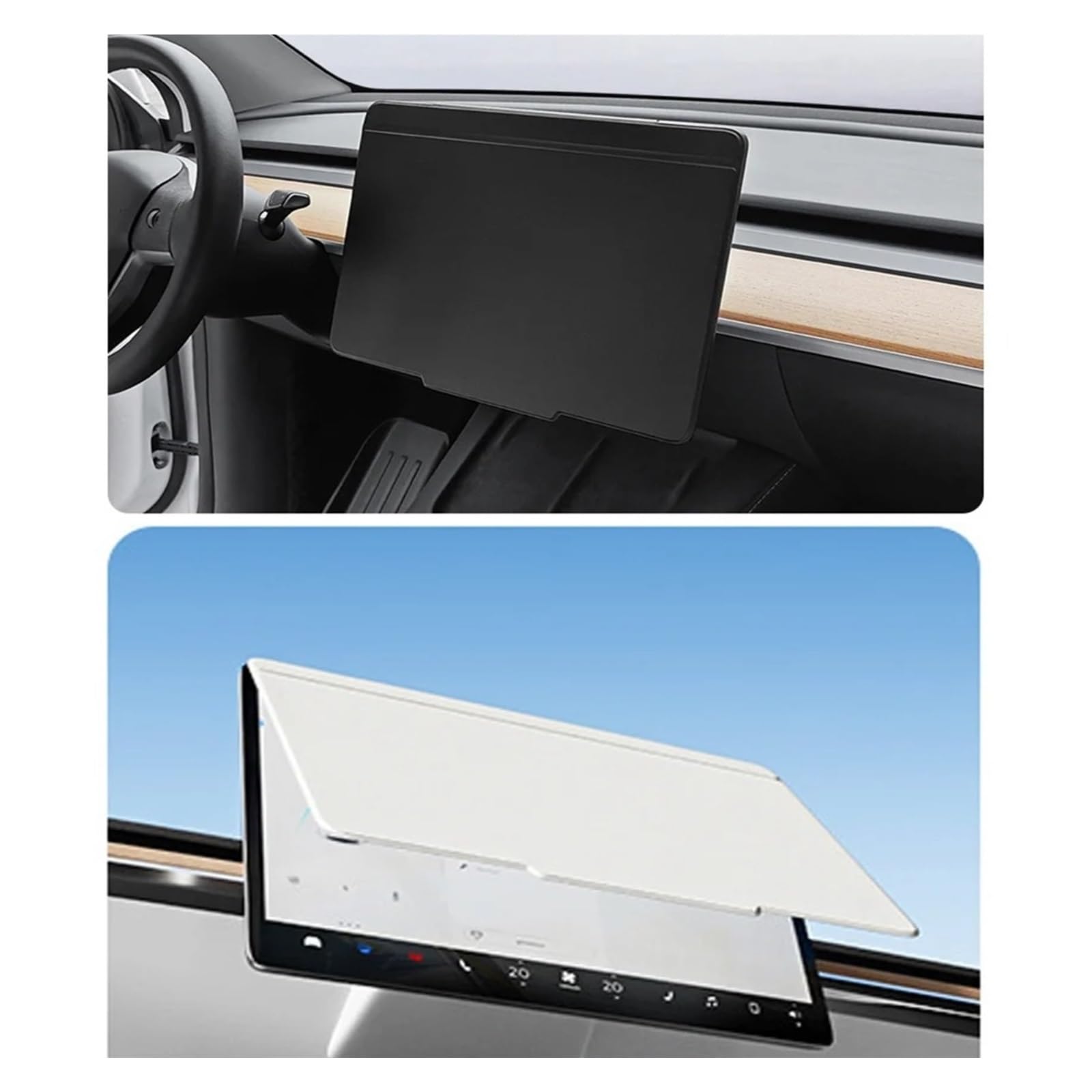 Accesorios Interiores Coche Protector Pantalla Para Parasol Para Tesla Para Model Para 3/Y 2021-2025 Funda Impermeable Para Navegación(B-Black)