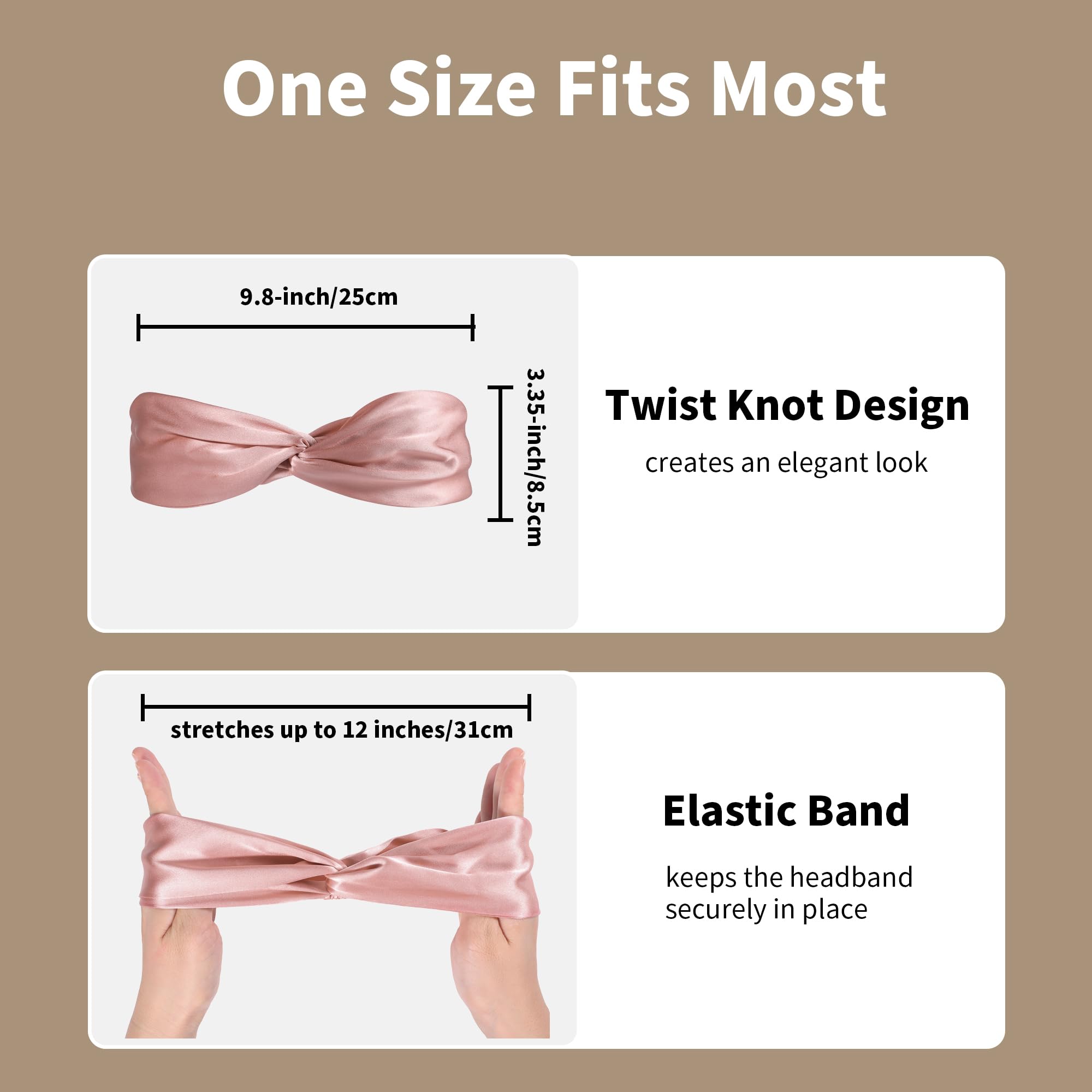 ZLYC Mulberry Silk Headband Elastic Twist Knotted Head Bands for Women's Hair(Solid Luxury Coral),One Size - Image 3