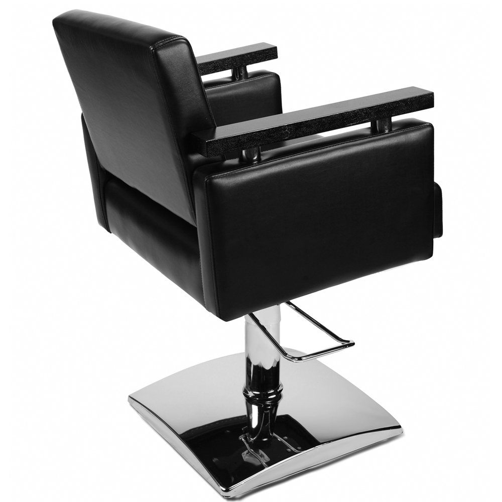 Medeo Friseurstuhl Schwarz, Fein, Höhenverstellbar, Gepolstert, Kunstleder, Metall, Schwarz, Entspannen