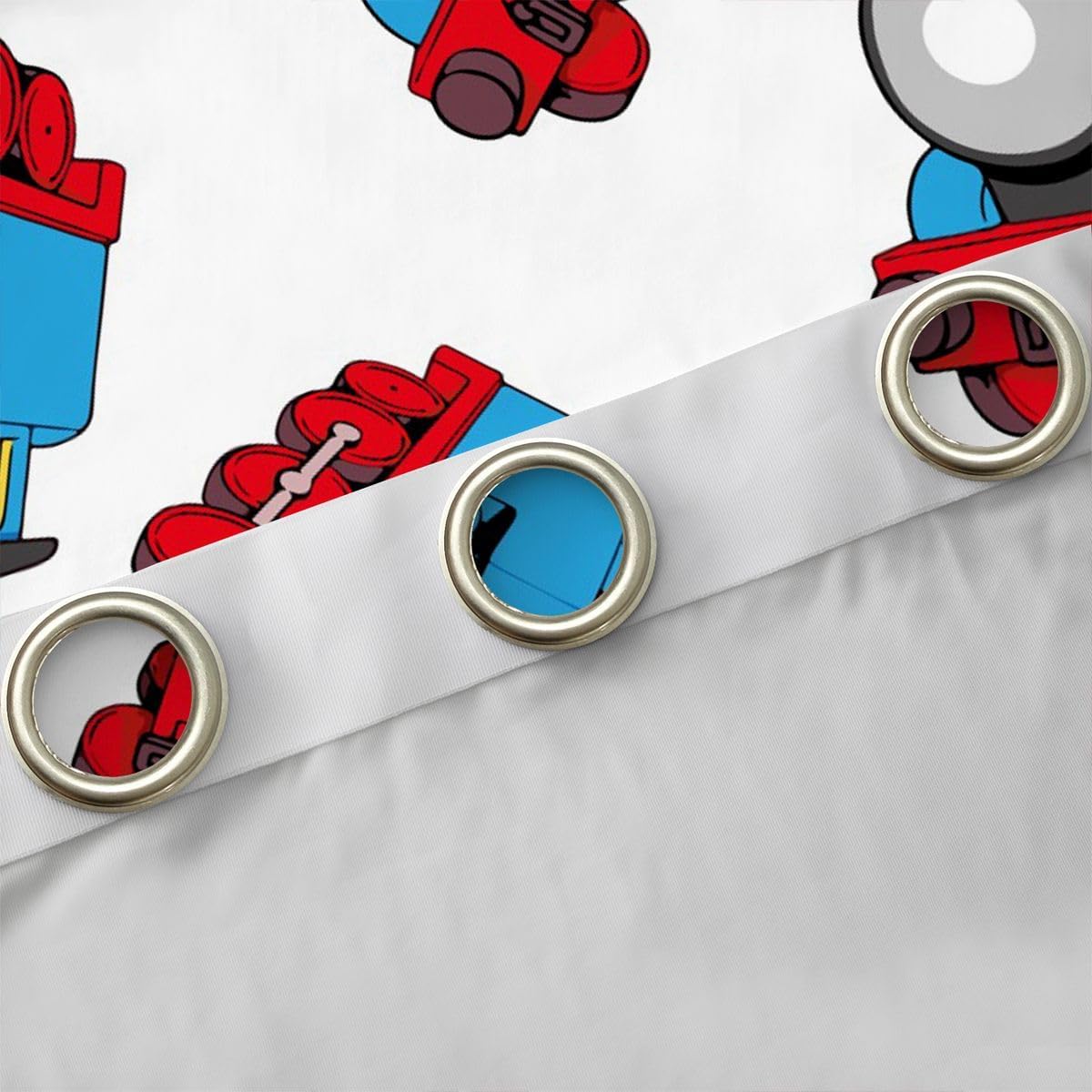 Train Darkening Dreapes Kids Cartoon Car Curtains for Bedroom Living Room Train Travel Decor Blackout Curtains Microfiber Train Construction Red Blue Window Treatments (2 Panels, 52 x 90 Inch)