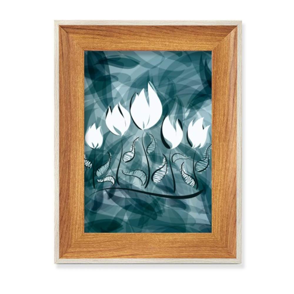 Tableau Art Peinture Tulipes et Cadre de Photo Bois de Bureau