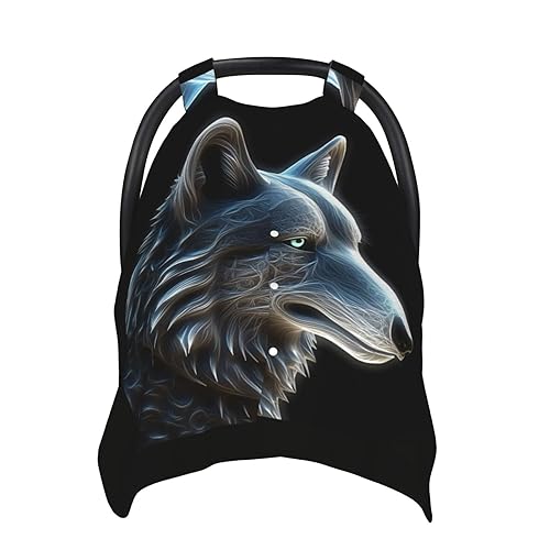 Baby Car Seat Canopy Cover for Mom, Soft Breathable Nursing Breastfeeding Covers Multi Use Stroller Sun Shade Newborn Shower Gift3D Wolf