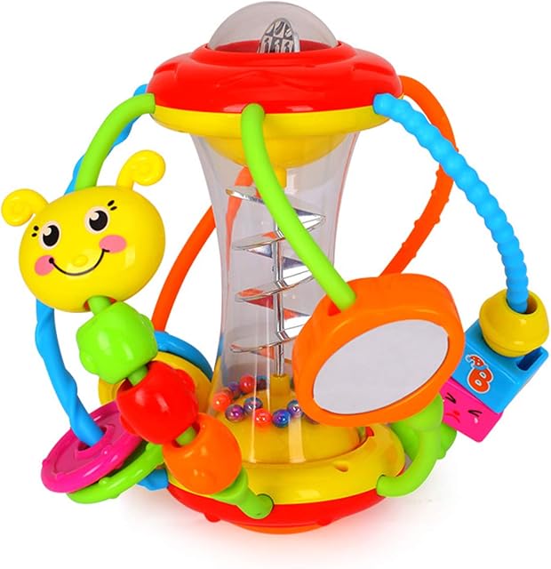 HOLA Baby Rattle Toys Set Activity Ball, Shaker Grab Spin Rattle Early Educational Learning Sensory Toy, Gift for 3 6 9 12 Months Newborn Babies Toddler Boys Girls