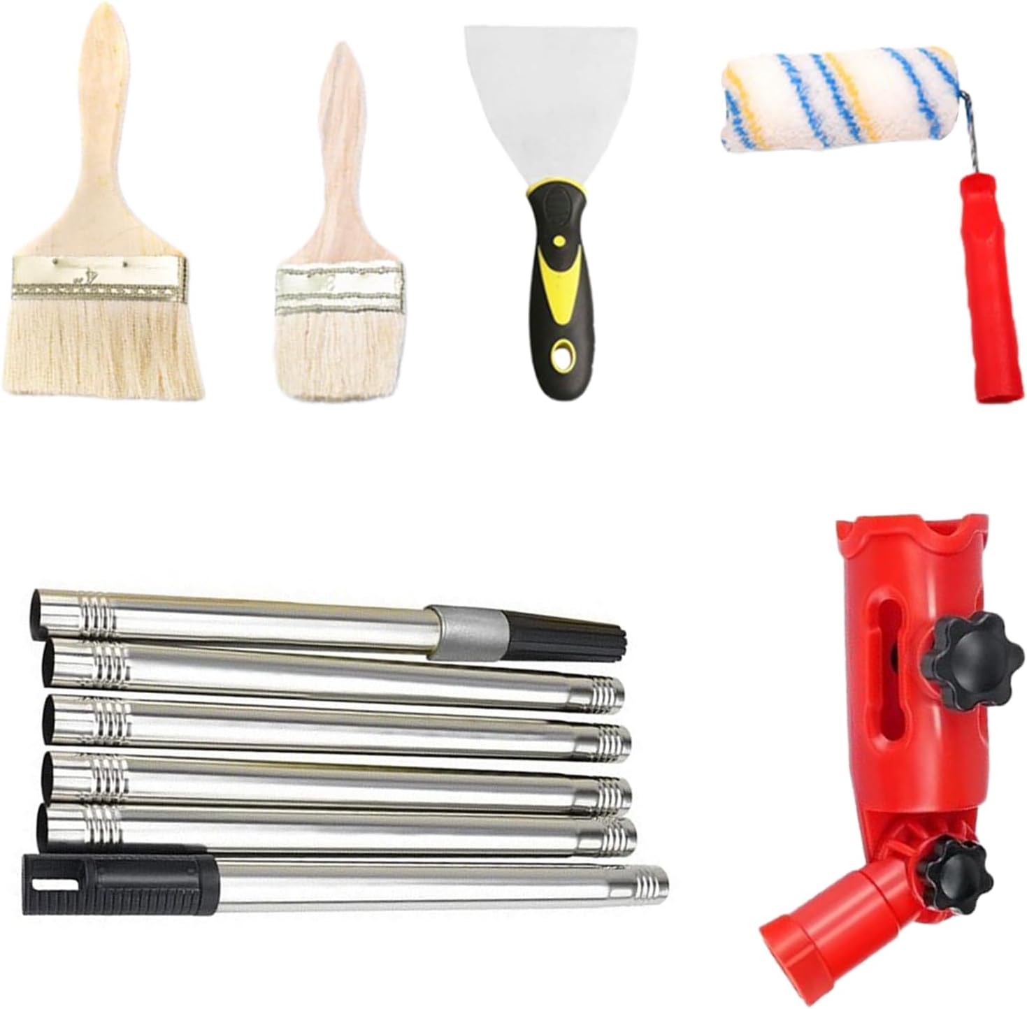 Paint Roller Kit - Painting Roller Set with Multi-Angle Extender Pole and Brush | House Projects Renovation Supplies for Decorations Decks Touch-Ups Cabinets Ceilings Crafts Fences