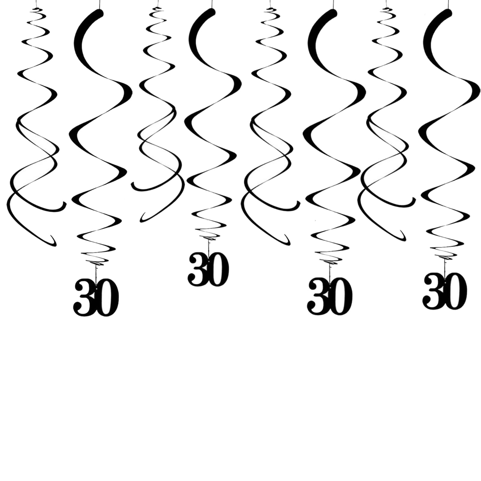 We Moment Zone Black 30th Party Swirl Birthday Decorations Ceiling Hanging Swirl for 30st Anniversary - Pack of 20PCS