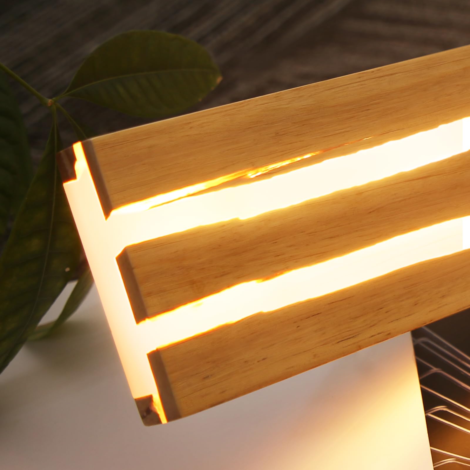 ZMH lampada da parete, applique LED - in legno 50cm 3000K bianco caldo luce notturna moderno per camera da letto scala corridoio illuminazione interna