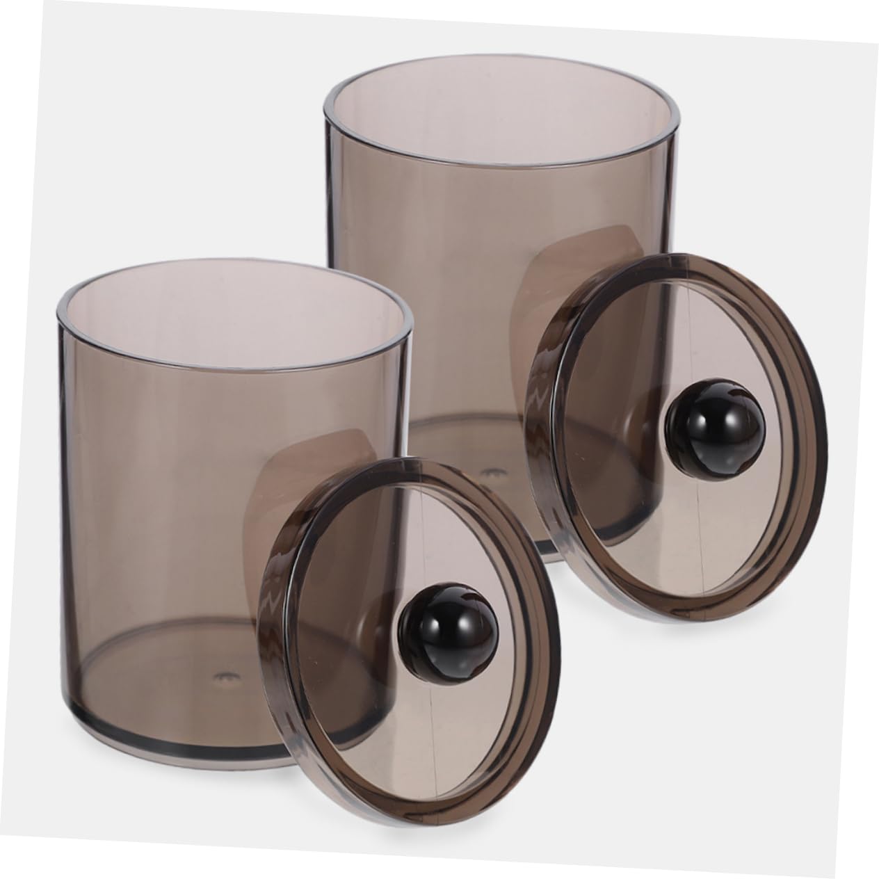 9stücke Teiliges Baumwattestäbchen Schwarzer Transparenter Aufbewahrungsbehälter Mit Deckel Für Bad Schlafzimmer Und Kosmetik Für Wattepads Zahnstocher Und Kleine Accessoires