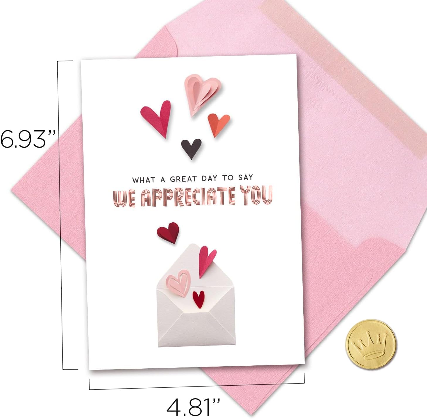 Hallmark Business Bulk 25 Pack Professional Valentine's Day Cards for Employees & Staff (Paper Hearts Thank You), 5 x 7 Cards, Message Inside, Envelopes Included