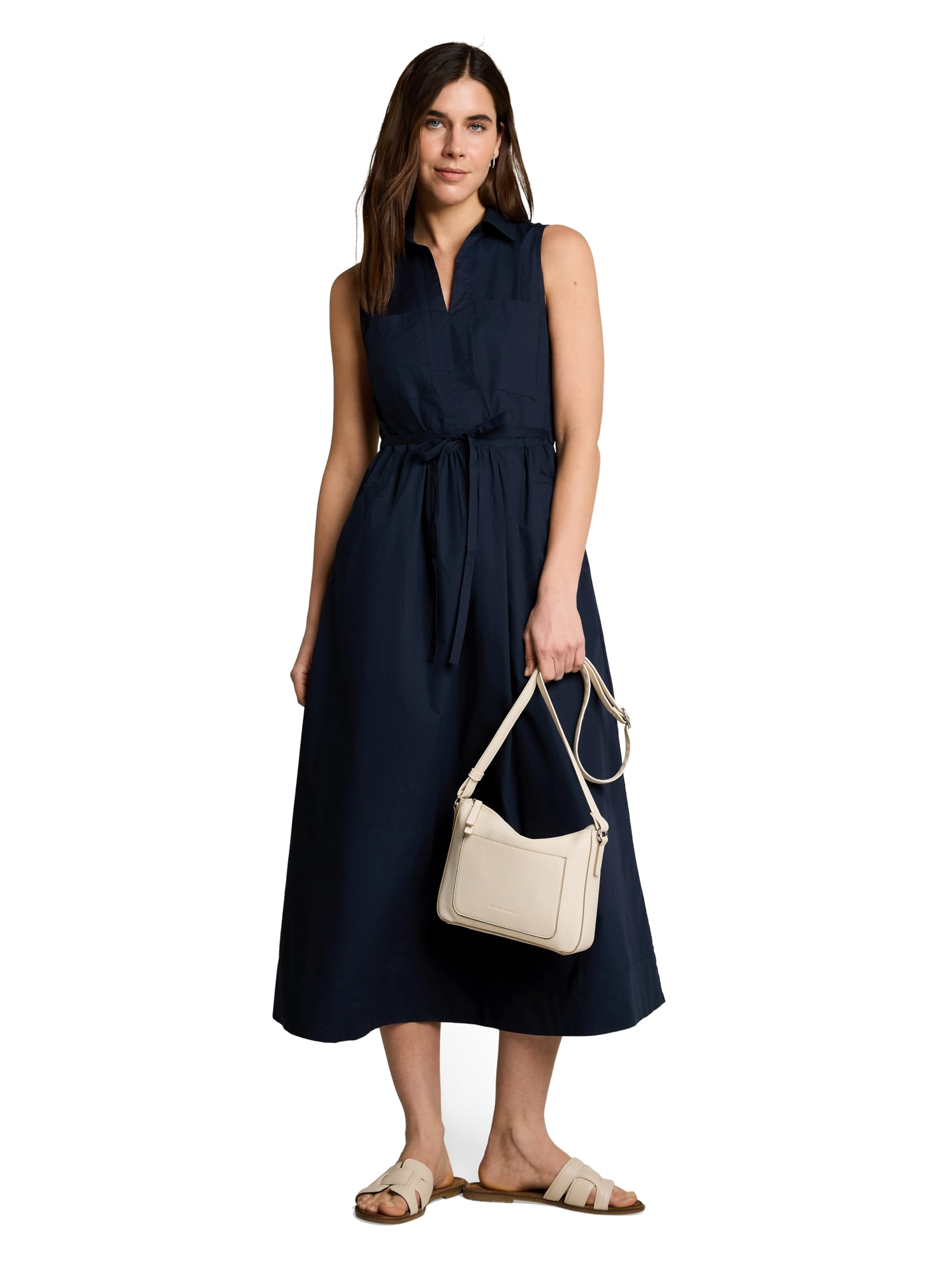 Tom Tailor Damen Maxi-Kleid mit Taschen