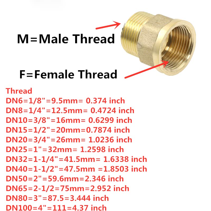 ezqnirk 1PCS Brass Joint Brass Pipe Connectors Copper Coupler Adapter Threaded Fitting,M10x1 Male,M8x1 Female