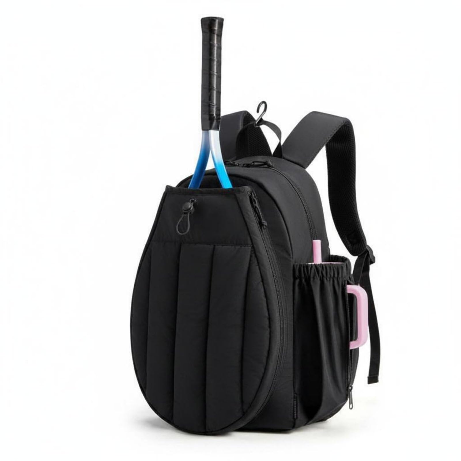 bnf® Sports Tote Backpack Large Capacity Badminton Racket Backpack Portable Tennis Racket Bag for Women, Men, Outdoor, Travel, Black-image-47