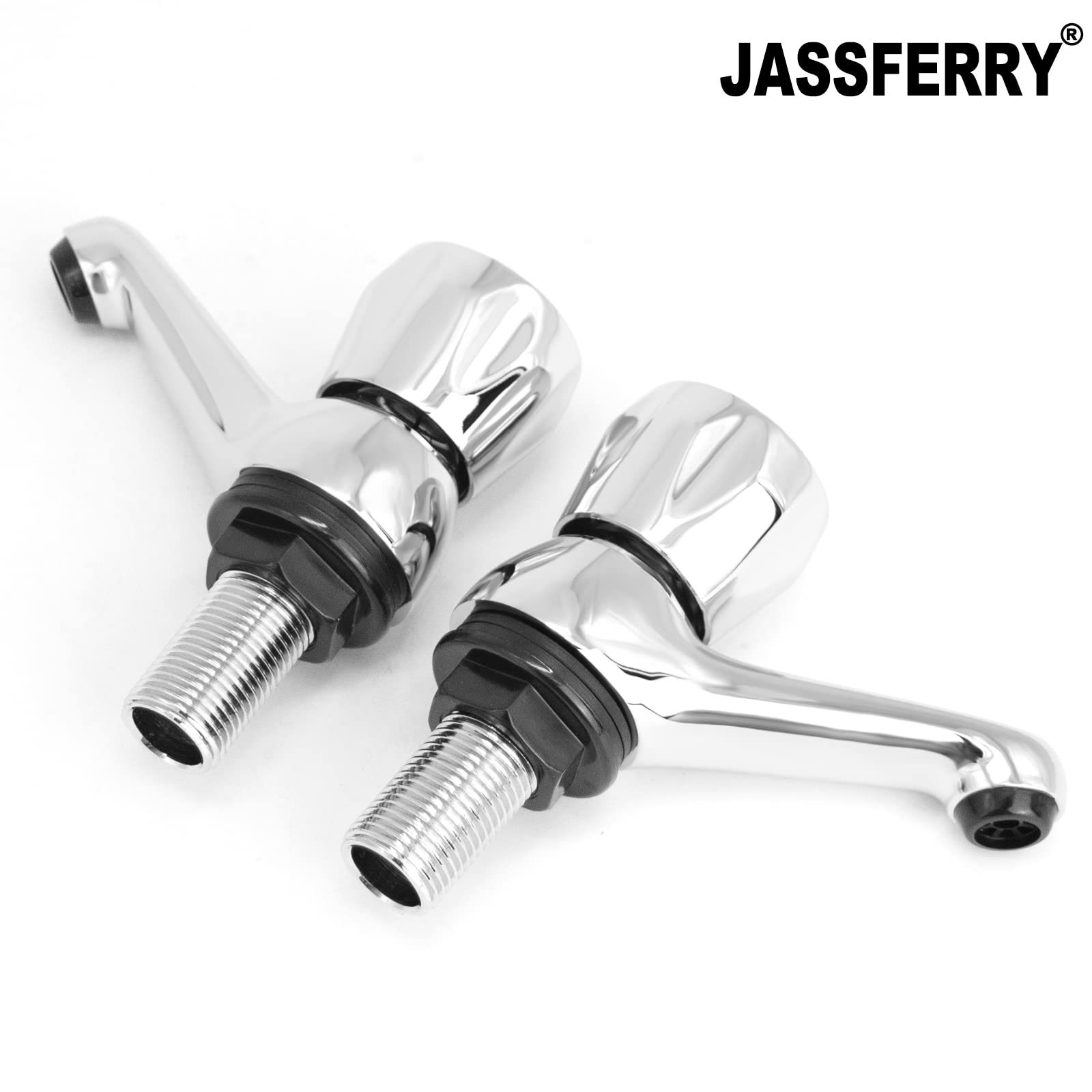 JASSFERRY Pair Of Basin Pillar Taps Top Lever Handle For Bathroom Sink Chrome Polished 1 2 - View #2
