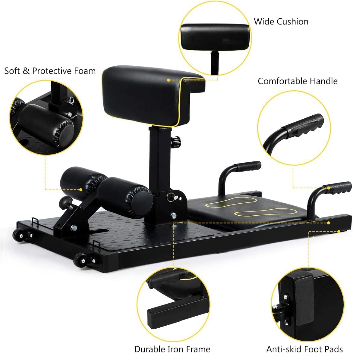 GYMAX 8-in-1 Workout Machine with Adjustable Height & Protective Foam, Multiple Position Training for Sissy Squat, Push-up, Sit-up, Rope Exercise, Home Gym