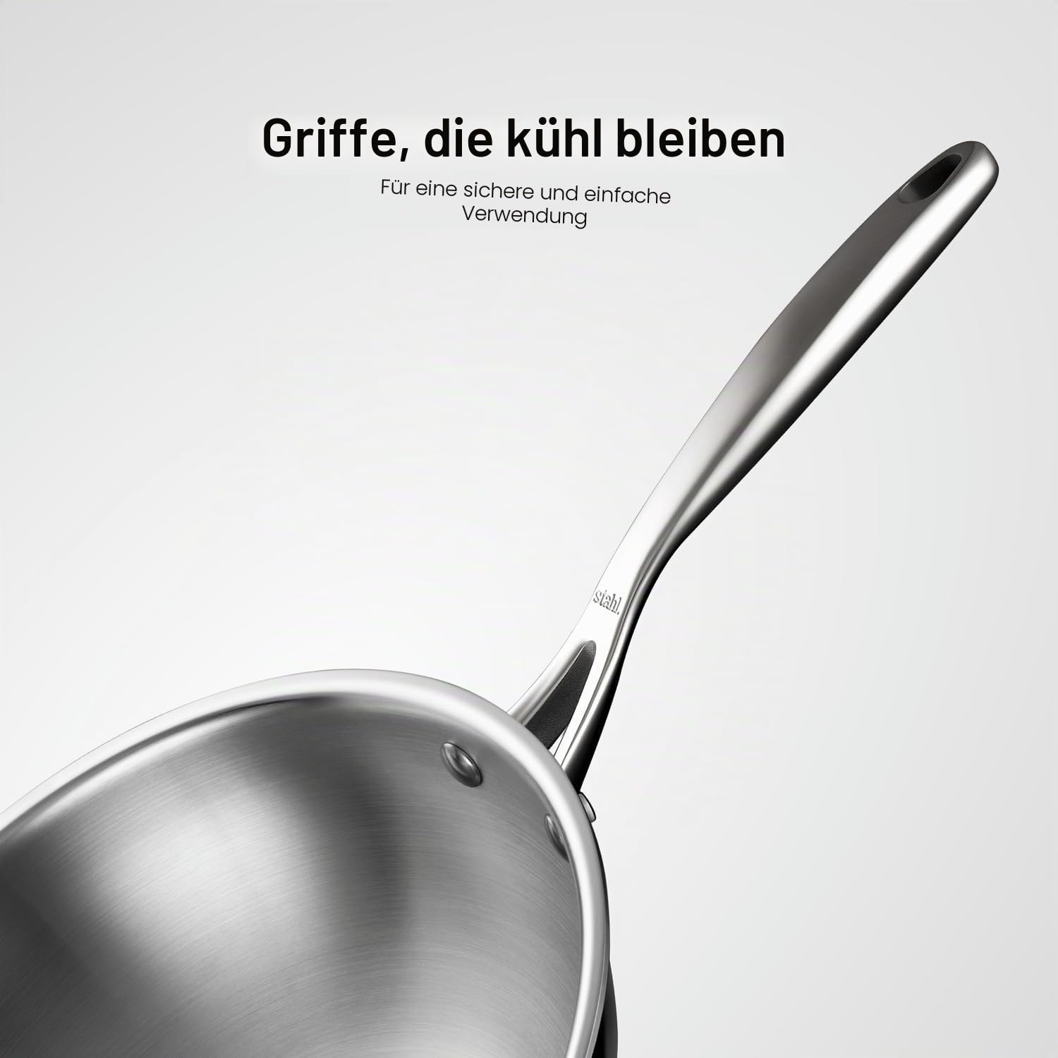 Stahl Artisan Triply Edelstahl-Wok mit Deckel, tiefe Bratpfanne, Induktionsboden, Brat-Wok, Induktions- und Gasherd kompatibel, 2,4 l, 24 cm