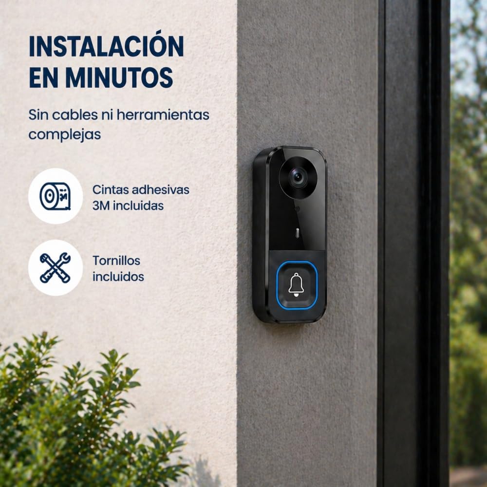 TKMARS Timbre con Cámara Exterior, Videoportero, Visión Nocturna Infrarroja, Timbre Inalámbrico Exterior Impermeable con Pantalla IPS de 4,5 Pulgadas, Sin WiFi (Negro)