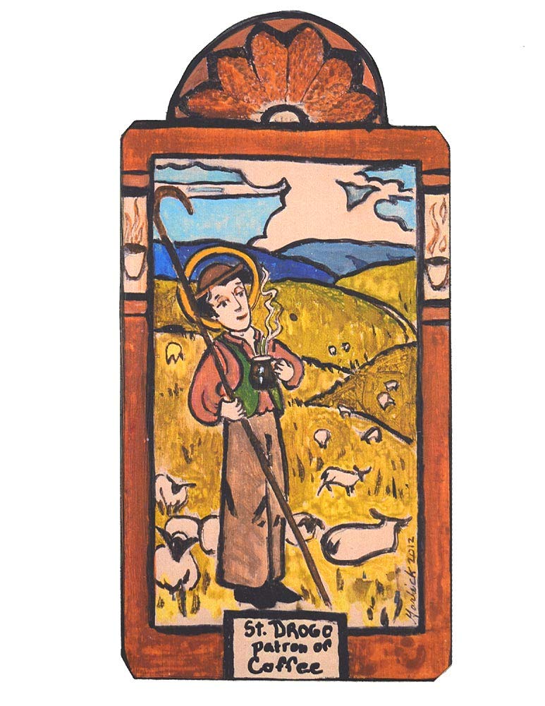 Amazon.com: Saint Drogo Patron Saint of Coffee Handmade Retablo Plaque, 3.5  x 7.0 Inches : Home & Kitchen