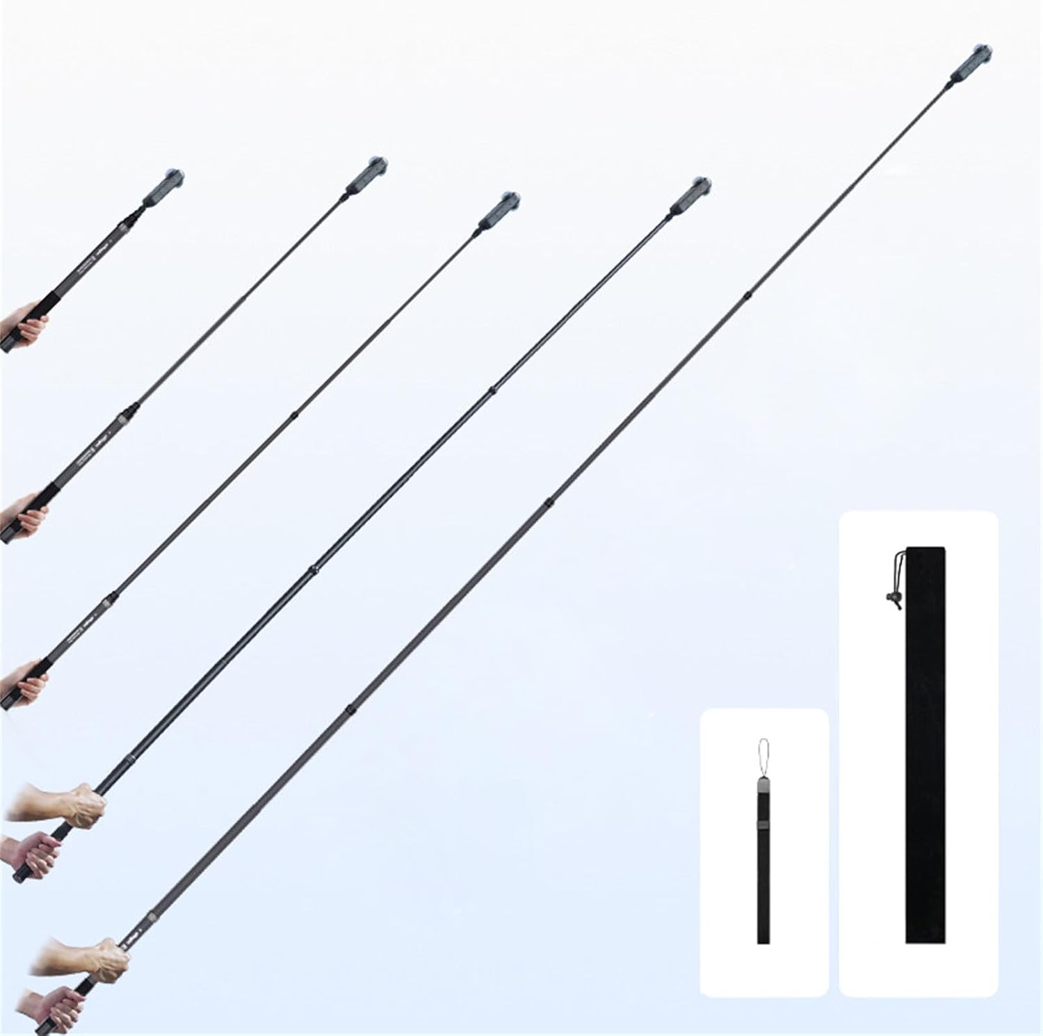 目に見えない自撮り棒 300cm 伸縮一脚 長さ5段階調節可能 360カメラとアクションカメラ用