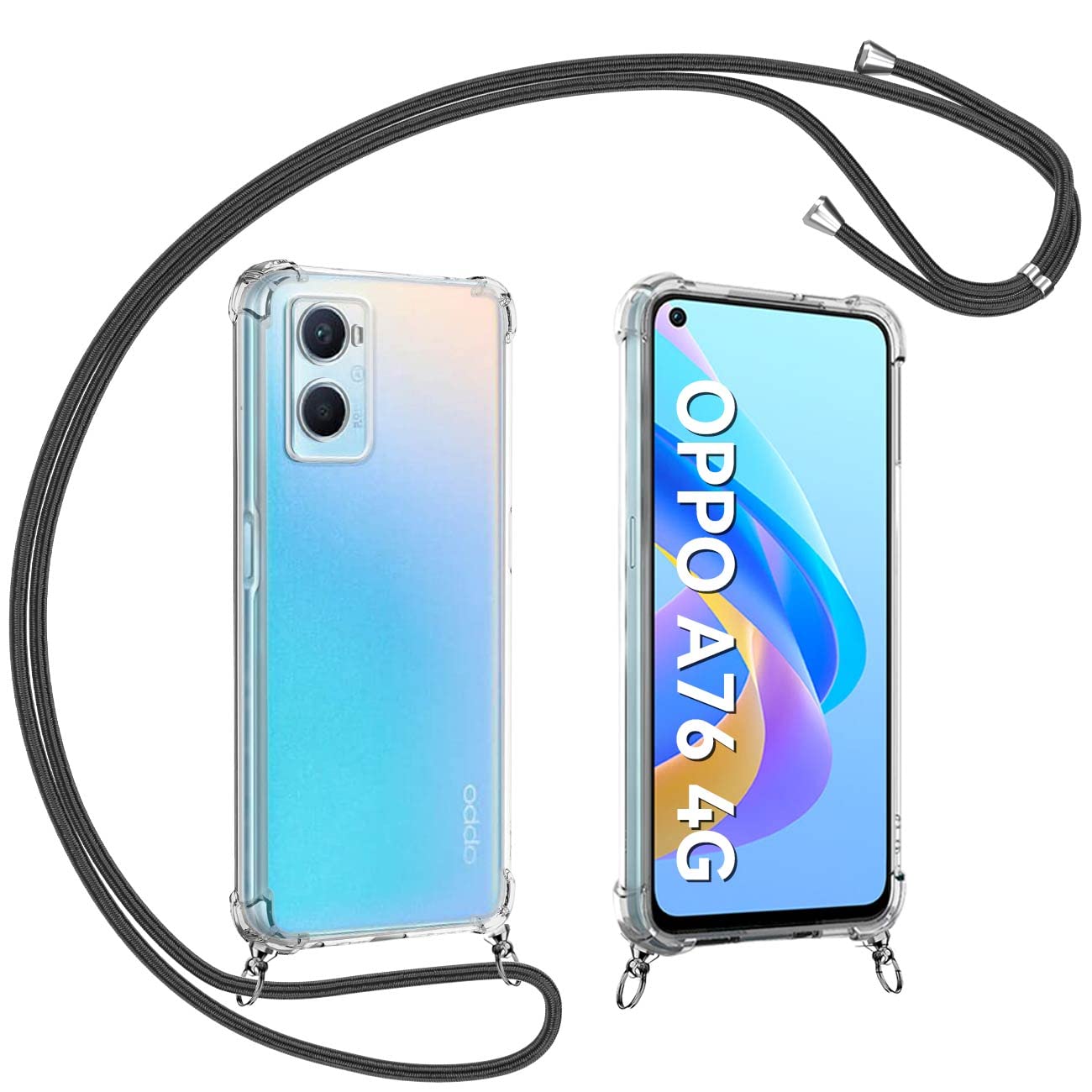 BORYA Silicone Cover per OPPO A76 4G/OPPO A96 4G, Trasparente Ultra Sottile Antiurto Morbida Setoso TPU Bumper Custodia, Elegante Colorato Gradiente