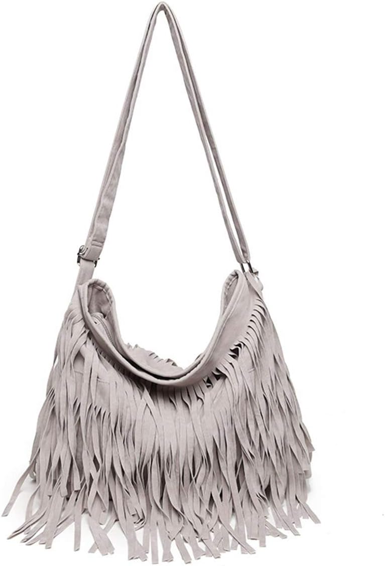 RARITYUSWomen Fringe Tassel Shoulder Bag Large Leather Tote Handbag Hobo Crossbody Bag